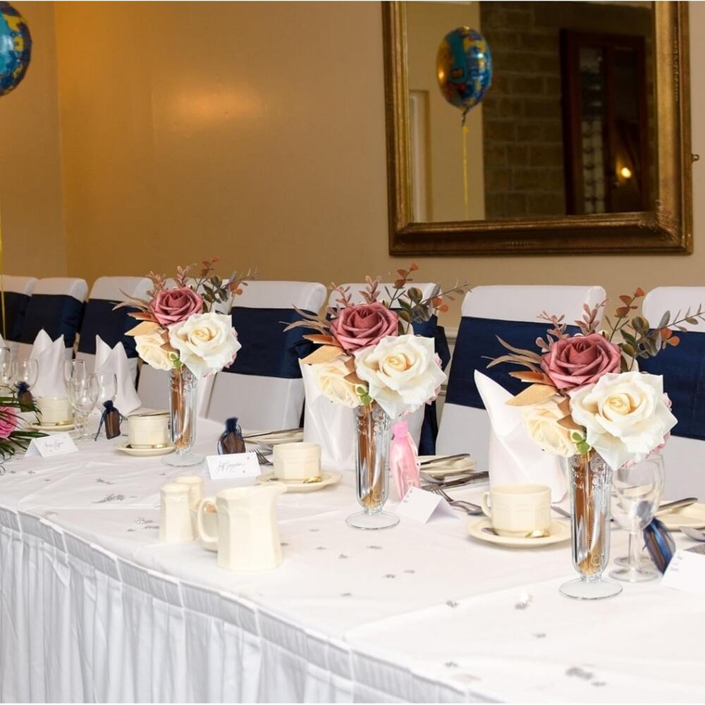 Elegant White and Blush Rose Table Centerpiece Set - Home Other